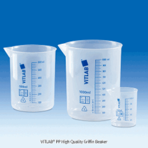 VITLAB® PP 고급형 투명 플라스틱 비커,비이커,청색눈금