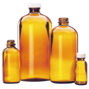 Wheaton® Amber Glass Narrow Neck Bottle, 30~1,000㎖With Boston Round &amp; Chemical Resist Screwcap, ASTM·EPA·USP, [ USA-made ] , 갈색 세구병